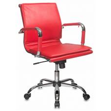 Кресло Бюрократ Ch-993-Low красный искусственная кожа низк.спин. крестовина металл хром