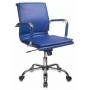 Кресло Бюрократ CH-993-Low синий искусственная кожа низк.спин. крестовина металл хром купить  по выгодным ценам