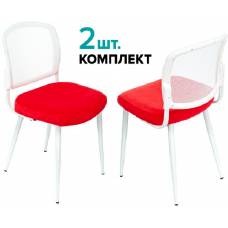 Стул для кухни Бюрократ KF-8W_2 комплект 2шт красный металл белый на ножках (KF-8W/RED_2)