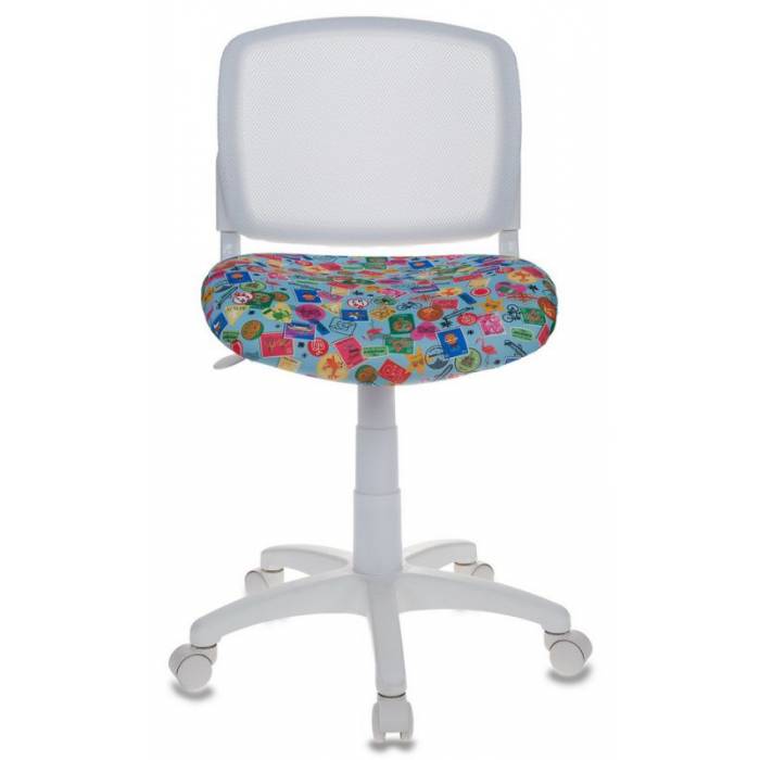 Детское кресло Бюрократ CH-W296 белый TW-15 сиденье голубой марки сетка/ткань пластик белый купить  по выгодным ценам