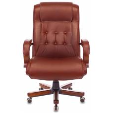Кресло руководителя Бюрократ T-9926WALNUT светло-коричневый Leather Eichel кожа крестовина металл/дерево (T-9926WALNUT/CHOK)