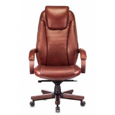 Кресло руководителя Бюрократ T-9923WALNUT светло-коричневый Leather Eichel кожа крестовина металл/дерево (T-9923WALNUT/CHOK)