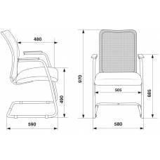 Кресло Бюрократ CH-599AV/32G/TW-11 на полозьях серый TW-32K03 сиденье черный TW-11