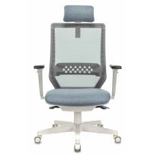 Кресло руководителя Бюрократ EXPERT серый сиденье голубой 38-405 сетка/ткань с подголов. крестовина пластик пластик белый (EXPERT WHITE BLUE)