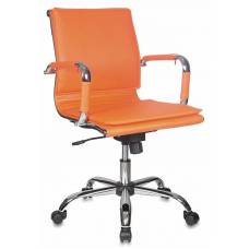 Кресло Бюрократ CH-993-Low оранжевый искусственная кожа низк.спин. крестовина металл хром